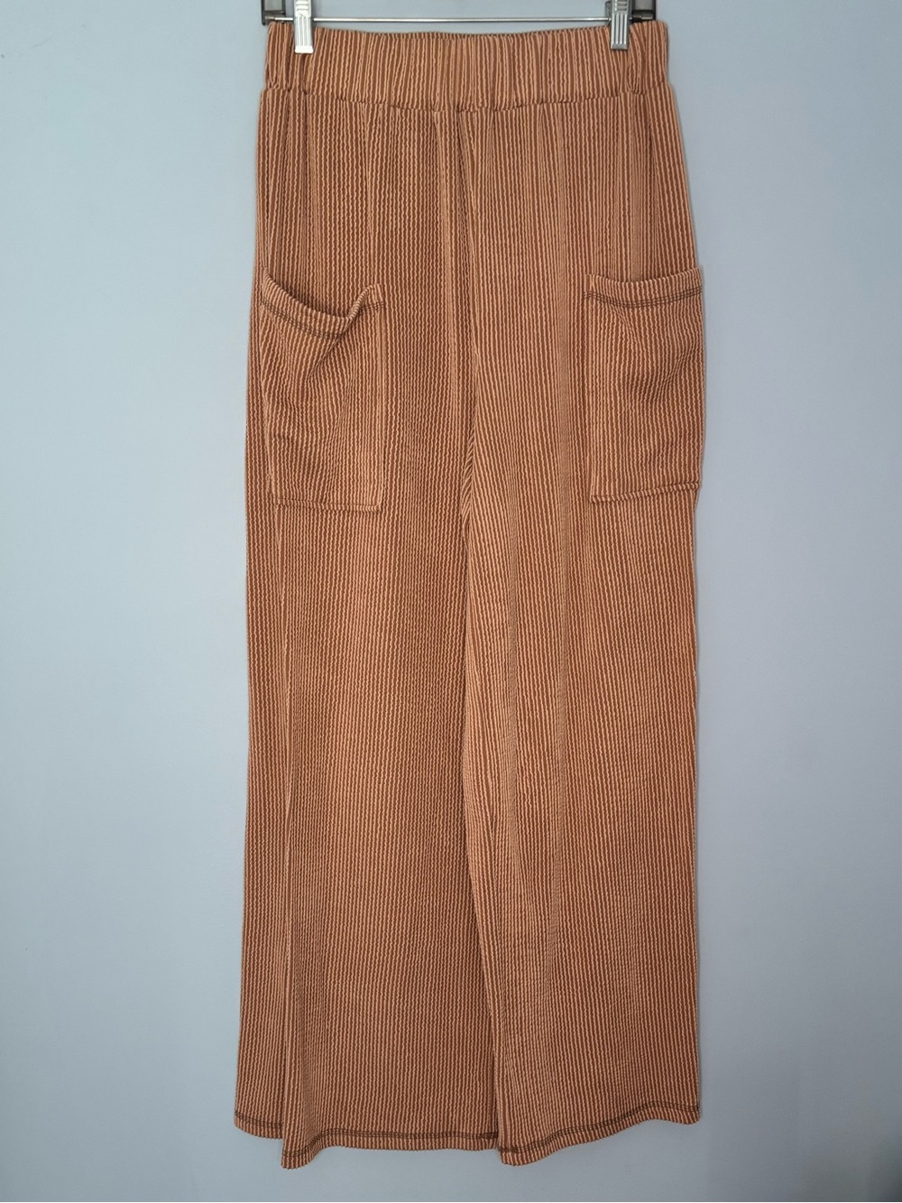 BiBi Wide Leg Cord Rib Waistband Side Pocket Pants Size Medium Boho Casual